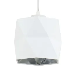 Hängeleuchte Metall Stoff E27 in Weiß Silber