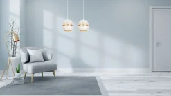 Hängeleuchte Metall Weiß Gold E27 50 cm lang 2-flammig