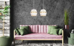 Hängeleuchte Metall Weiß Gold E27 50 cm lang 2-flammig