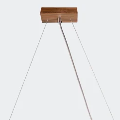 Hängeleuchte Modern B: 85 cm Furnier aus Teak Holz Glas 3x E27