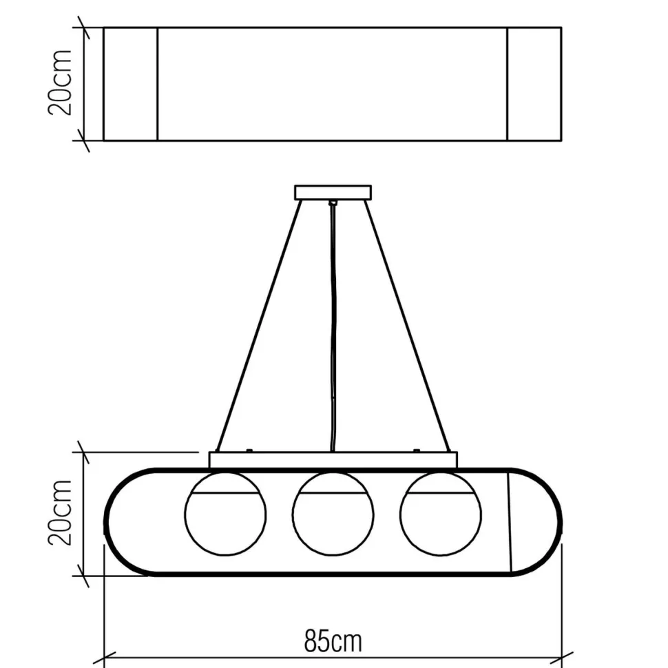 Hängeleuchte Modern B: 85 cm Furnier aus Teak Holz Glas 3x E27