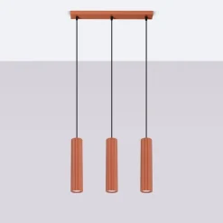 Hängeleuchte Modern GU10 3-flammig B: 45 cm Aluminium in Rot