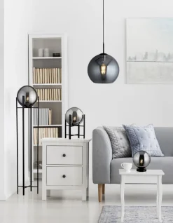 Hängeleuchte Rauchglas Ø 30 cm Grau Schwarz KAYLEE