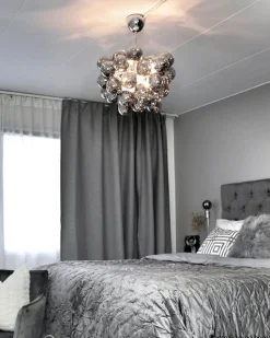 Hängeleuchte Rauchglas 50 cm breit 8x G9 Modern Chrom Grau