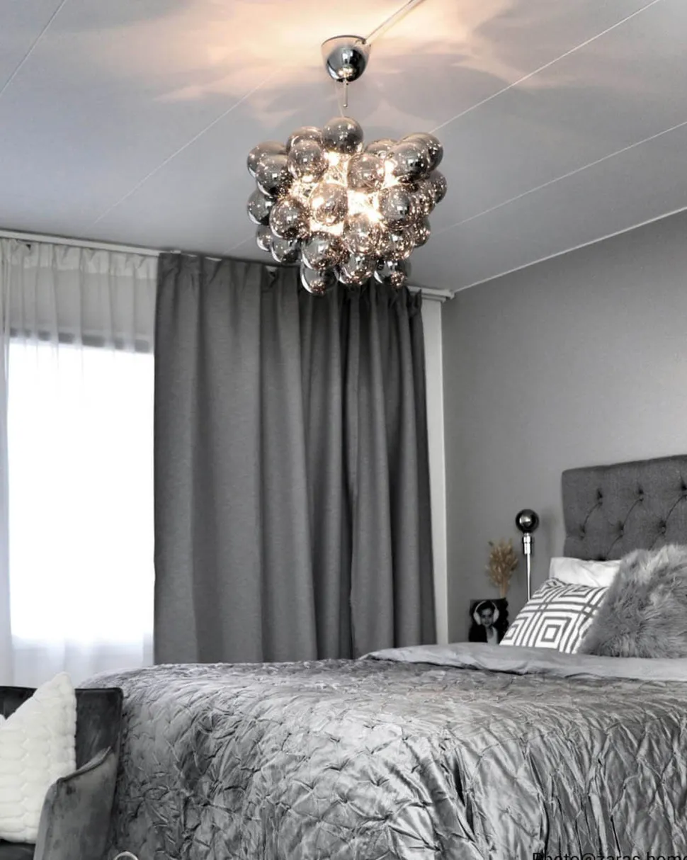 Hängeleuchte Rauchglas 50 cm breit 8x G9 Modern Chrom Grau