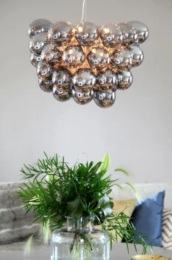 Hängeleuchte Rauchglas 50 cm breit 8x G9 Modern Chrom Grau