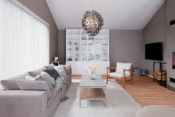 Hängeleuchte Rauchglas 64 cm breit 4-flammig E14