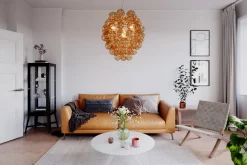 Hängeleuchte Rauchglas 64 cm breit 4-flammig E14