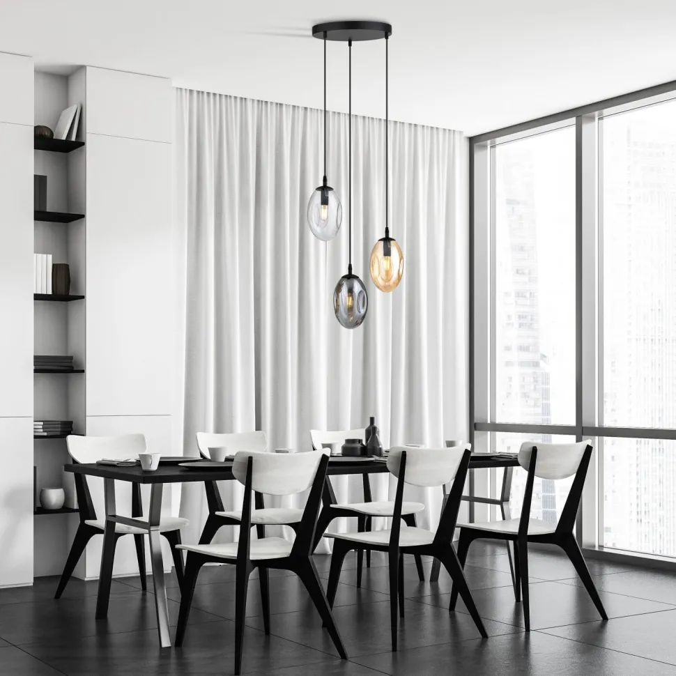 Hängeleuchte Rauchglas 3-flammig E14 Ø 40 cm CARLU