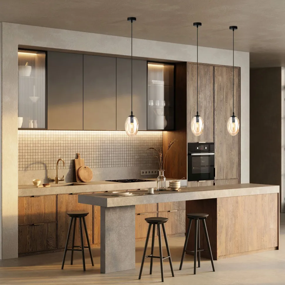 Hängeleuchte Rauchglas in Bernstein Ø 12 cm verstellbar