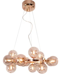 Hängeleuchte Rauchglas Metall 58 cm breit Modern 15x G9