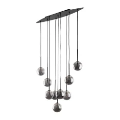 Hängeleuchte Rauchglas Metall höhenverstellbar Schwarz Grau