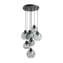 Hängeleuchte Rauchglas 7x E27 verstellbar Kugelschirme