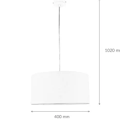 Hängeleuchte Retro Creme Gold Stoff rund Esszimmer