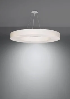 Hängeleuchte Ring Weiß Ø 90 cm rund 8x E27 Stoff