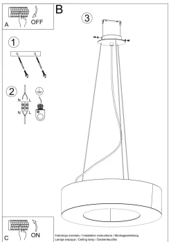 Hängeleuchte Ring Weiß Ø 90 cm rund 8x E27 Stoff