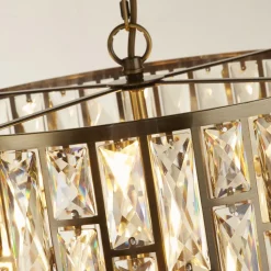 Hängeleuchte rund Ø 44 cm Kristall in Messing Creme 5x E14