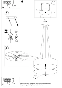 Hängeleuchte rund Ø 60 cm Stoff Glas 5x E27 Schwarz