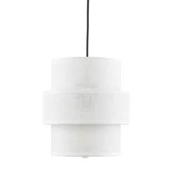 Hängeleuchte rund Ø 20 cm Weiß Schwarz E27 Stoff Metall