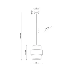 Hängeleuchte rund Ø 20 cm Weiß Schwarz E27 Stoff Metall
