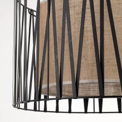 Hängeleuchte rund Ø 50 cm 3x E27 Schwarz Braun Modern