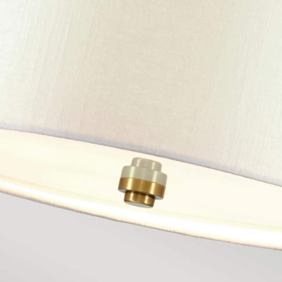 Hängeleuchte rund Ø76cm Stoffschirm Creme Messing antik