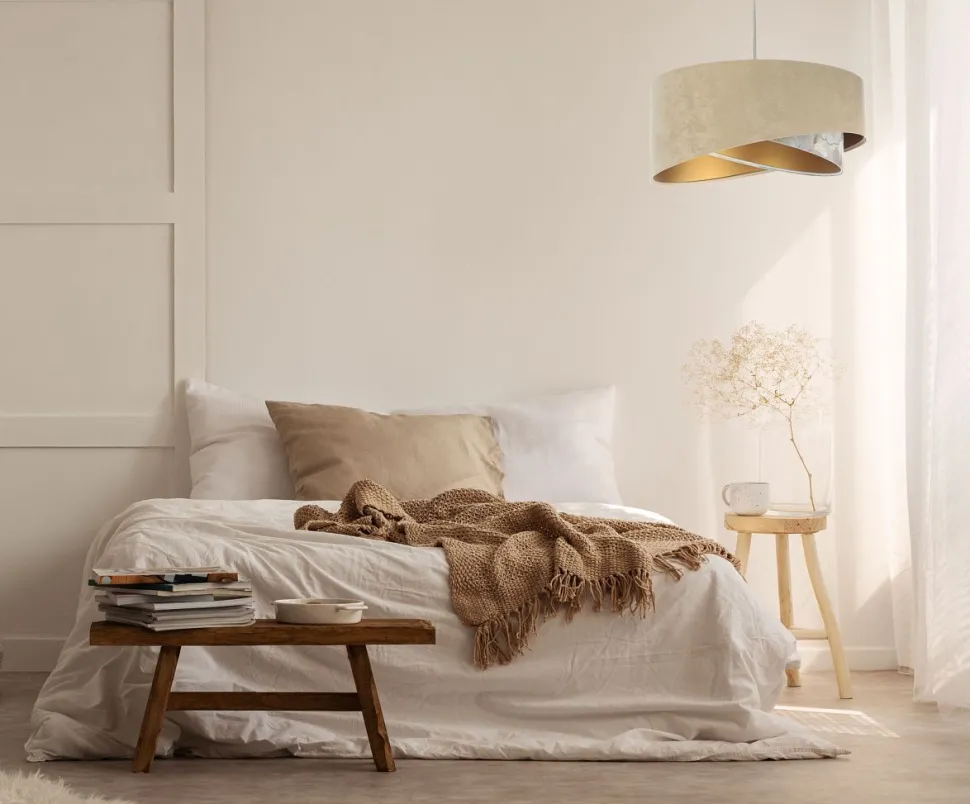 Hängeleuchte rund D: 50 cm E27 Stoff Velours Optik