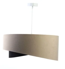 Hängeleuchte rund D: 50 cm E27 Stoff Beige Schwarz Gold