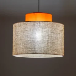 Hängeleuchte rund E27 Ø 38 cm H: max. 170 cm Jute Stoff