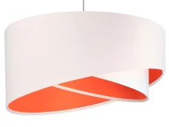 Hängeleuchte rund Groß Weiß Orange Stoff Esstisch
