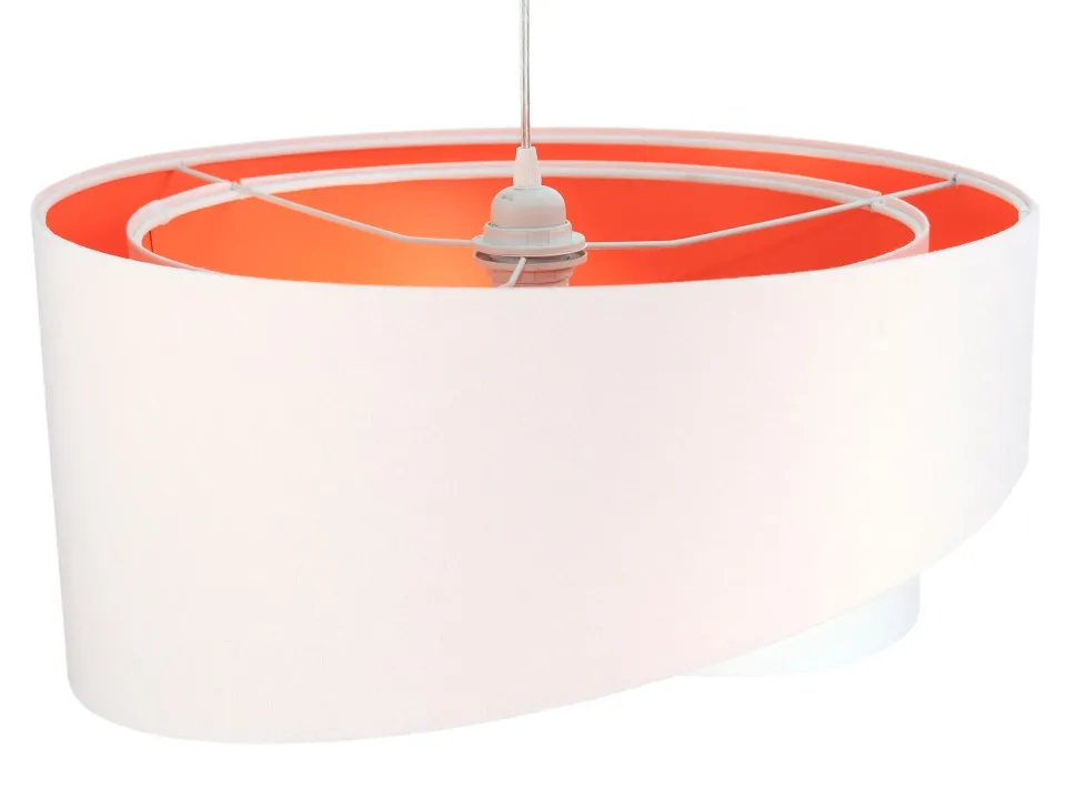 Hängeleuchte rund Groß Weiß Orange Stoff Esstisch