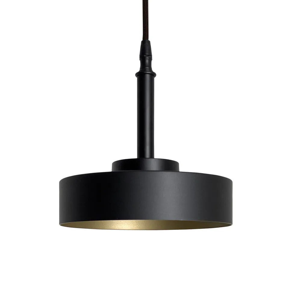 Hängeleuchte rund Schwarz matt Gold E27 D: 20 cm