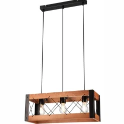 Hängeleuchte Rustikal B: 53 cm höhenverstellbar Holz Metall