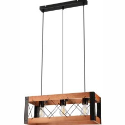 Hängeleuchte Rustikal B: 53 cm höhenverstellbar Holz Metall