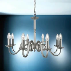 Hängeleuchte rustikal silber 8-flmg.