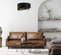 Hängeleuchte Satin Netz Ø 50 cm E27 rund Schwarz Gold