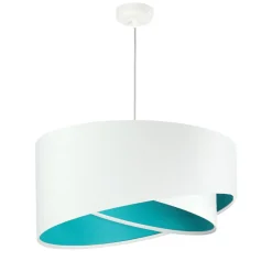 Hängeleuchte Schirm Weiß Türkis Stoff rund Ø50cm