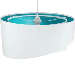 Hängeleuchte Schirm Weiß Türkis Stoff rund Ø50cm