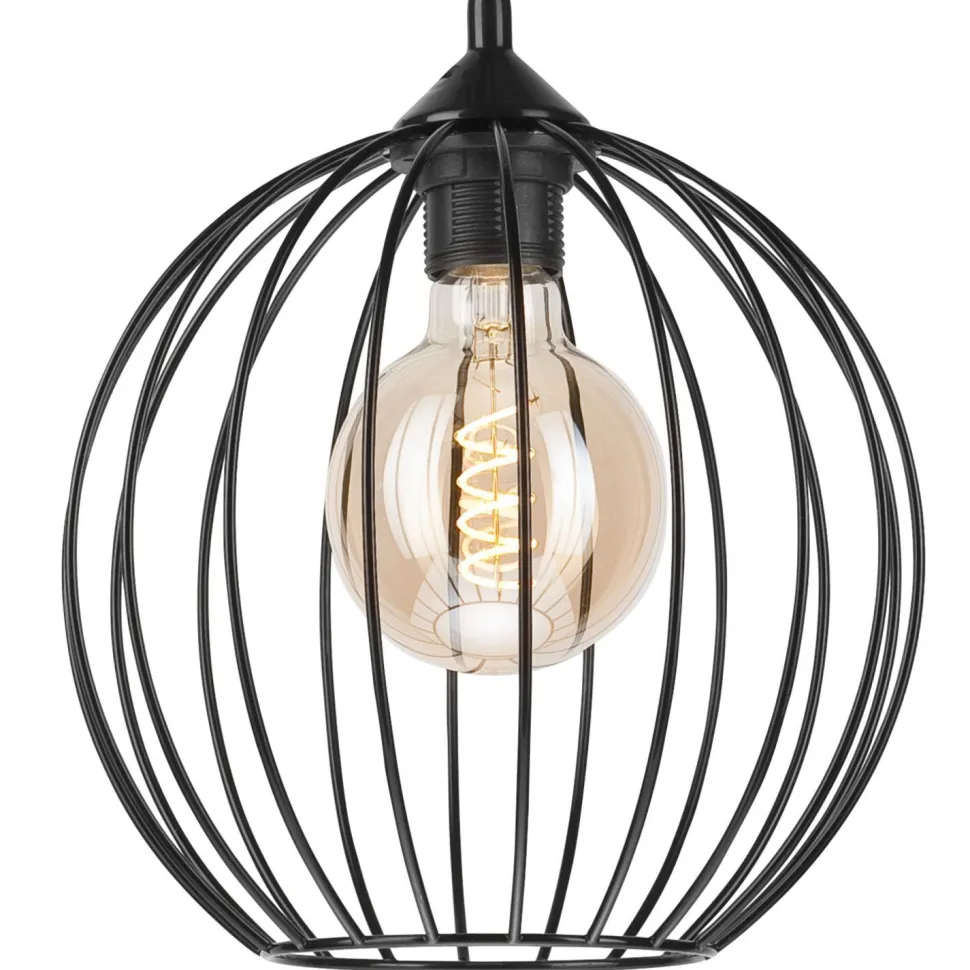 Hängeleuchte Schwarz Ø 24 cm Metall Draht Schirm E27 KARNA