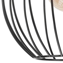Hängeleuchte Schwarz Ø 24 cm Metall Draht Schirm E27 KARNA