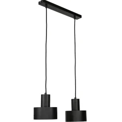 Hängeleuchte Schwarz breiter Schirm Retro 2 flmg