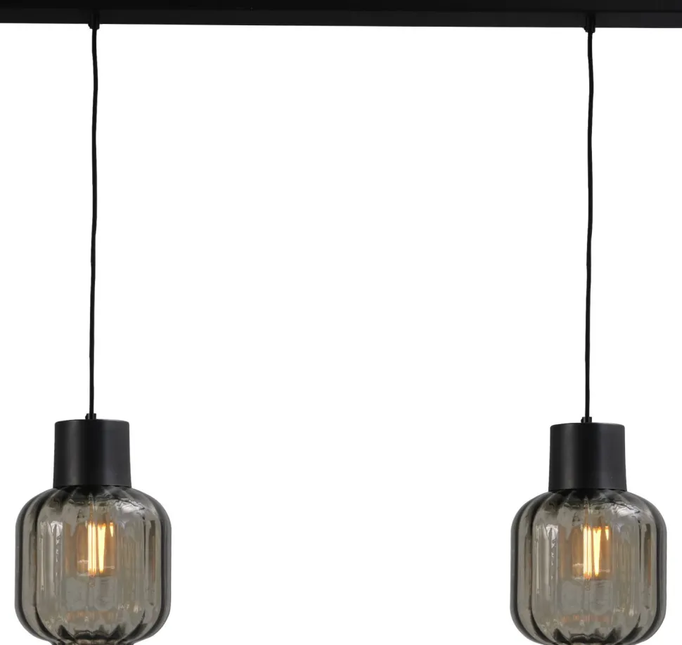 Hängeleuchte Schwarz 2-flammig Glas Metall verstellbar