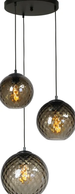 Hängeleuchte Schwarz 3-flammig verstellbar Kugelschirme