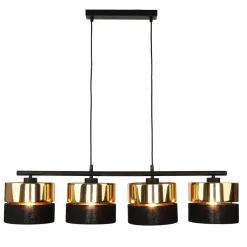 Hängeleuchte Schwarz Gold verstellbar Metall Stoff E27