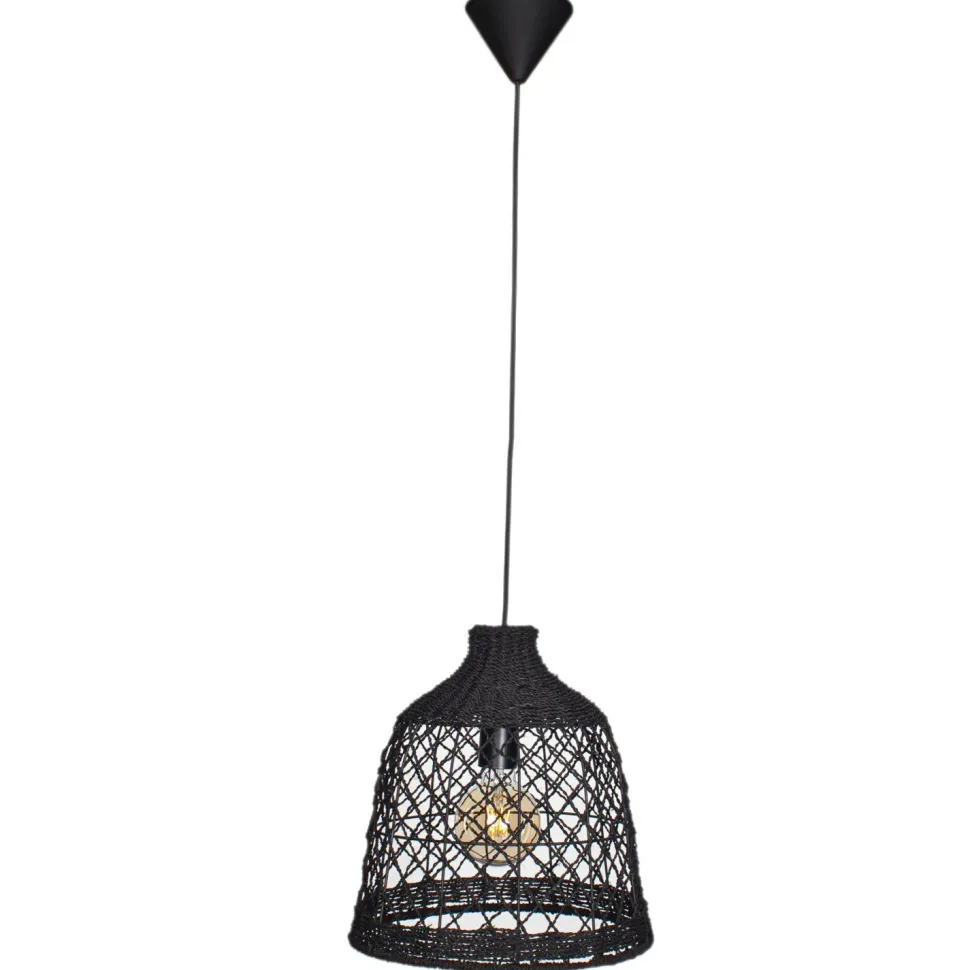 Hängeleuchte Schwarz Jute B: 34 cm H: max. 120 cm E27