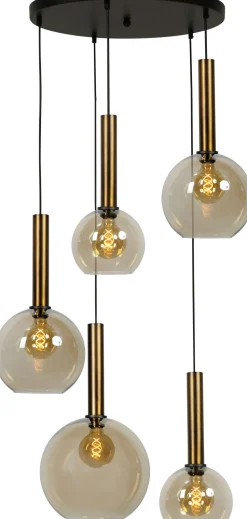 Hängeleuchte Schwarz Messing antik 5-flammig ELRIC