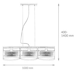 Hängeleuchte Schwarz Modern 3-flammig Mesh Metall E27