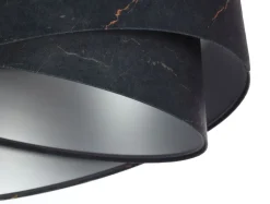 Hängeleuchte Schwarz Silber E27 D: 50 cm Stoff Velours Optik