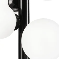 Hängeleuchte Schwarz Weiß Kugelschirme 4x E27 Glas Metall