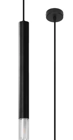 Hängeleuchte Schwarz Zylinder Ø 4 cm schmal Metall Glas